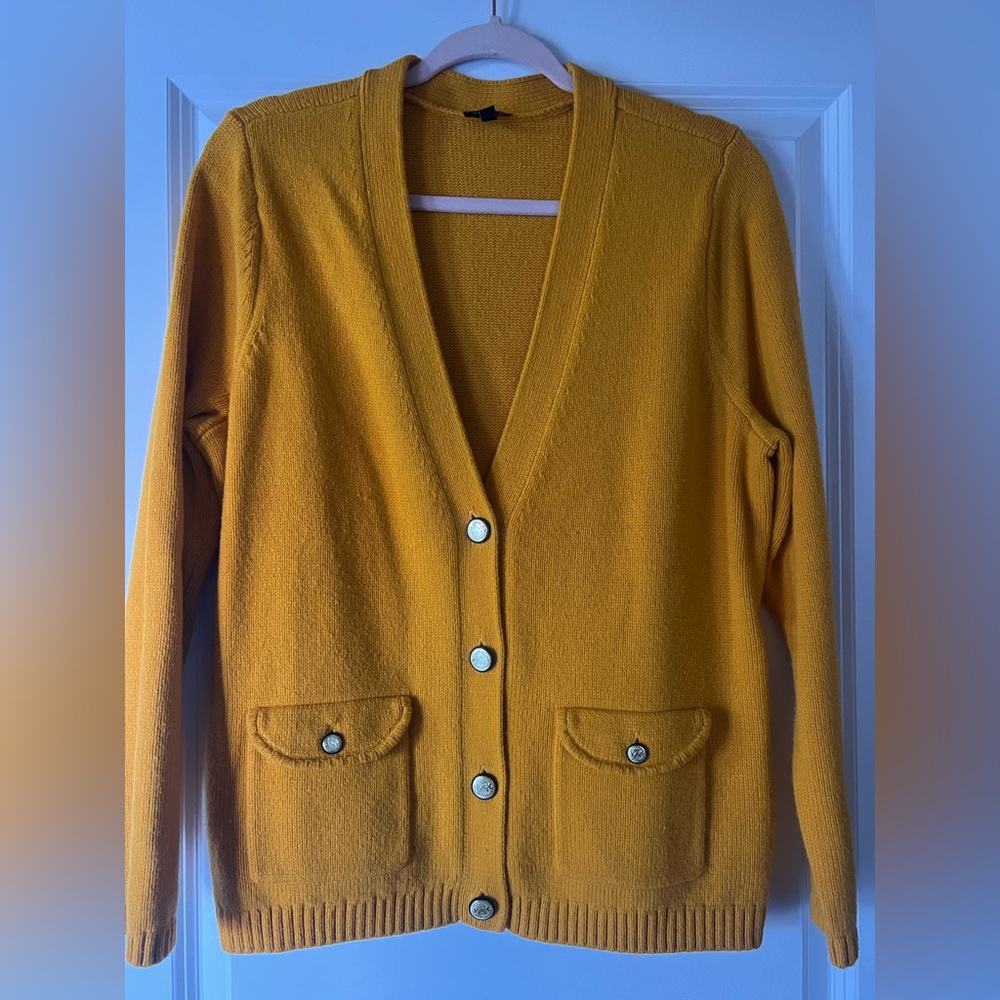 Talbots Golden Mustard V-Neck Button Front Cardigan. Size X